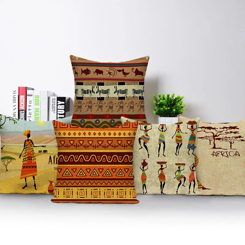 

Чехлы в стиле ретро с изображением героев, чехол для африканской женщины, чехол для дивана с абстрактным геометрическим оформлением