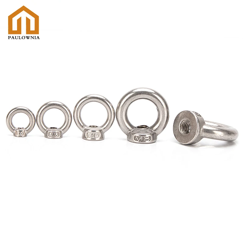 

M3 M4 M5 M6 M8 M10 304 Stainless Steel Lifting Eye Nut Ring Eyebolt Ring Hooking Nuts Loop Hole for Cable Rope Lifting