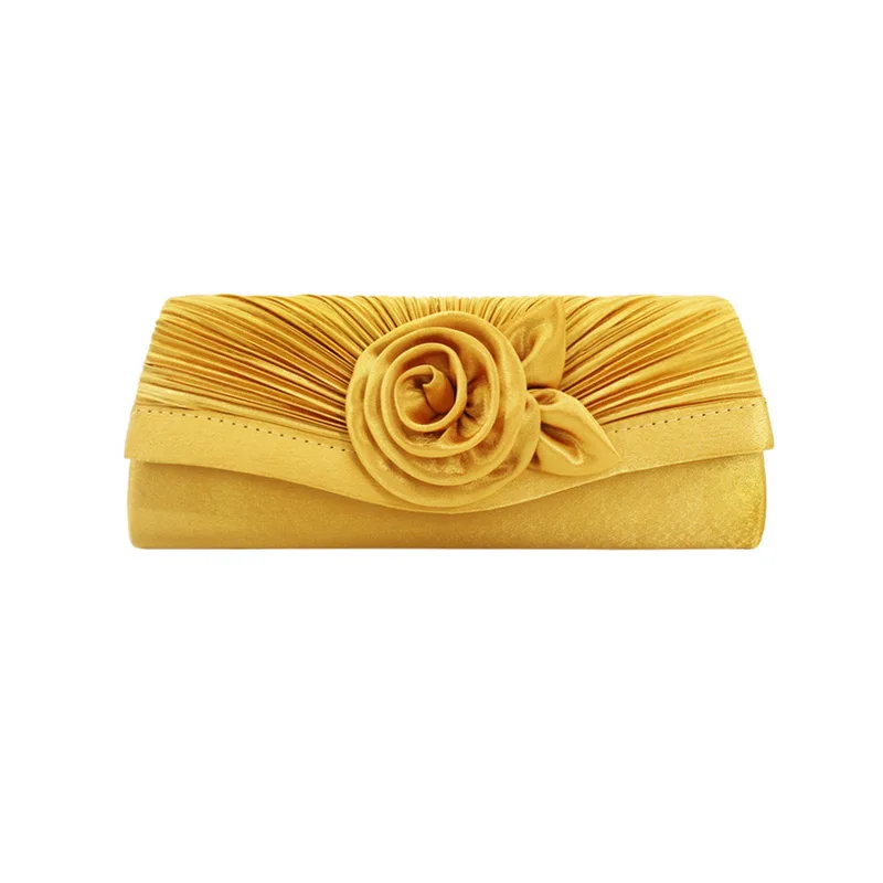 gold Litthing Новинка, женская модная сумка для сатиновых салфеток, Цветочная вечерняя свадебная сумочка, Сумочка через плечо на цепочке, лето - Цвет: gold