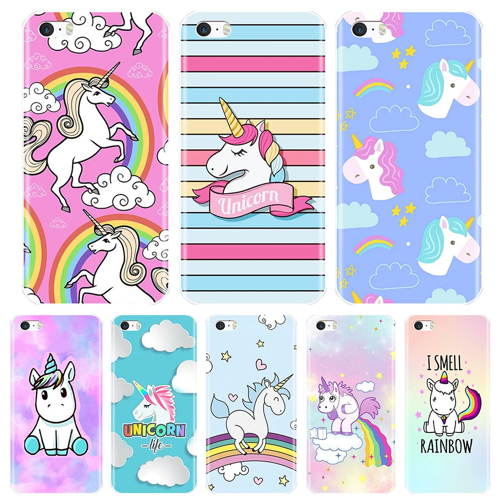 

Soft TPU Case For iPhone 5 S 5C 5S SE 2 3 Case Cute Rainbow Unicorn Silicone Phone Cases For iPhone 4 S 4S Cover