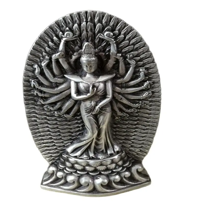 Thousand-Hand Bodhisattva Furnishing Articles Copper Mine Loader Silver Buddha