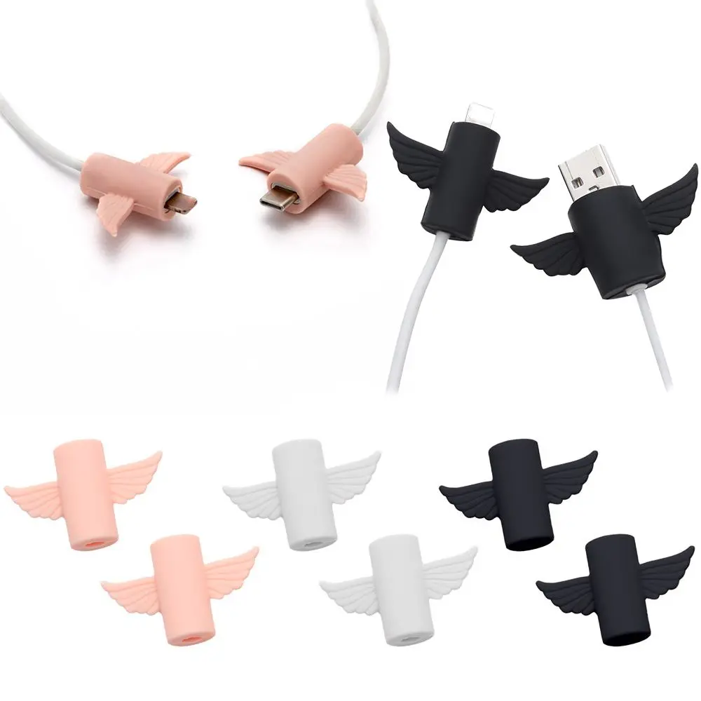 2 шт./компл. мягкий милый держатель кабеля для передачи данных ангельские крылья