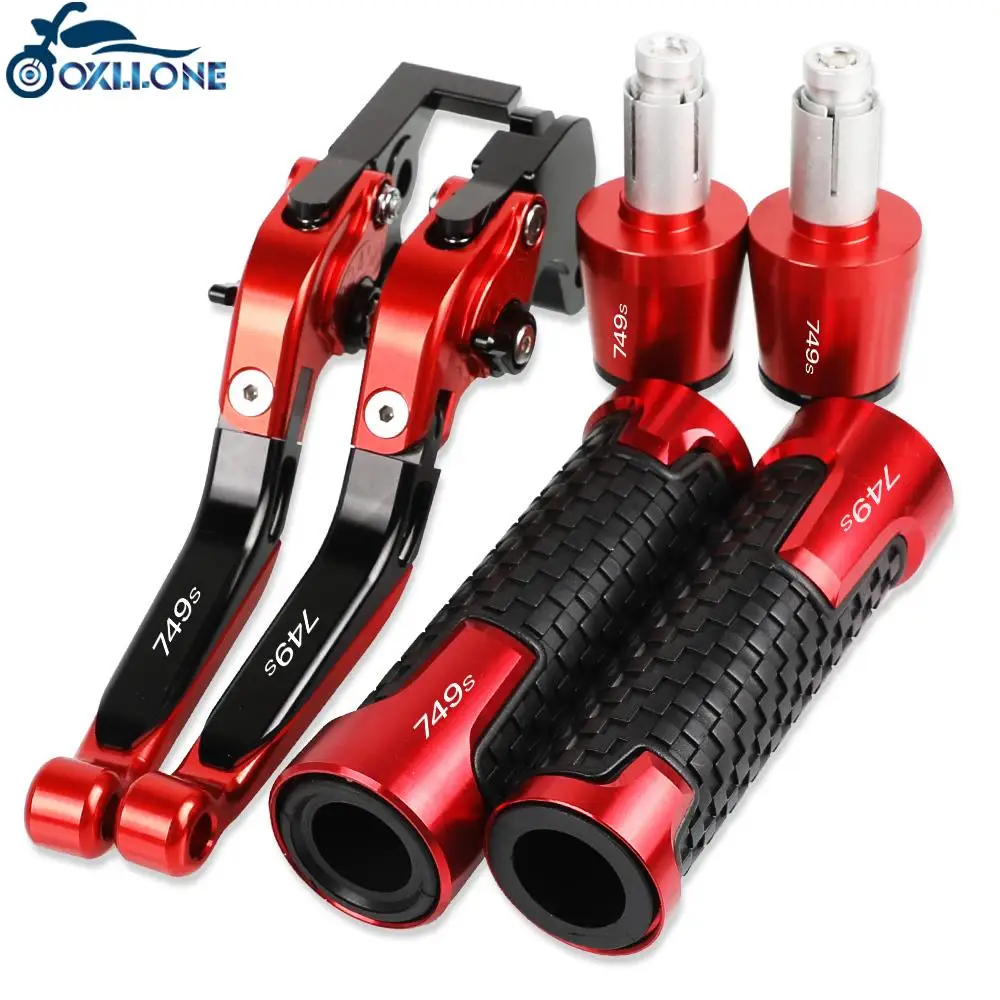 

749S Motorcycle Aluminum adjustable Brake Clutch Levers Handlebar Hand Grips ends For DUCATI 749S 2003 2004 2005 2006