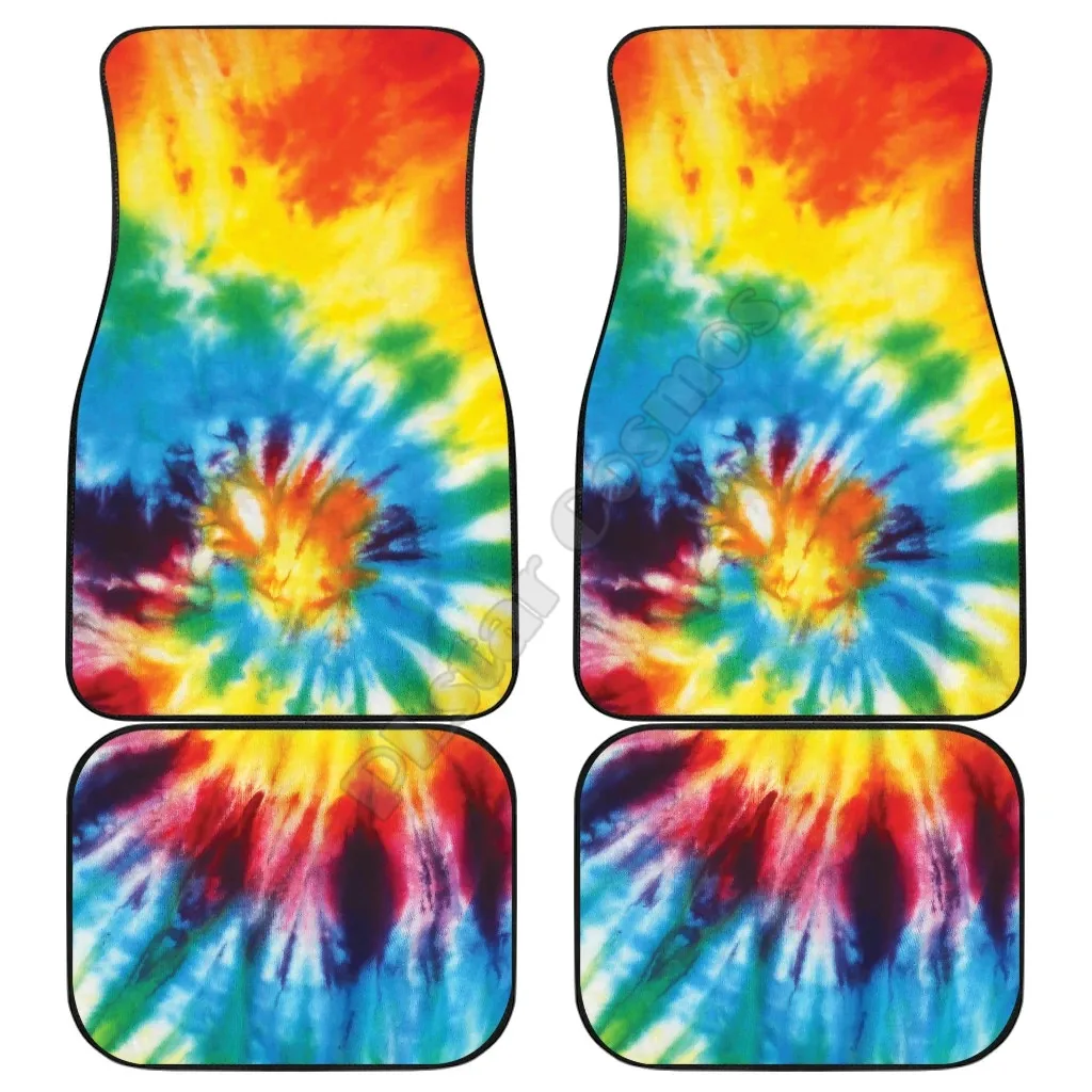 Цветные автомобильные коврики с абстрактным рисунком tie-dye 3D подходят для