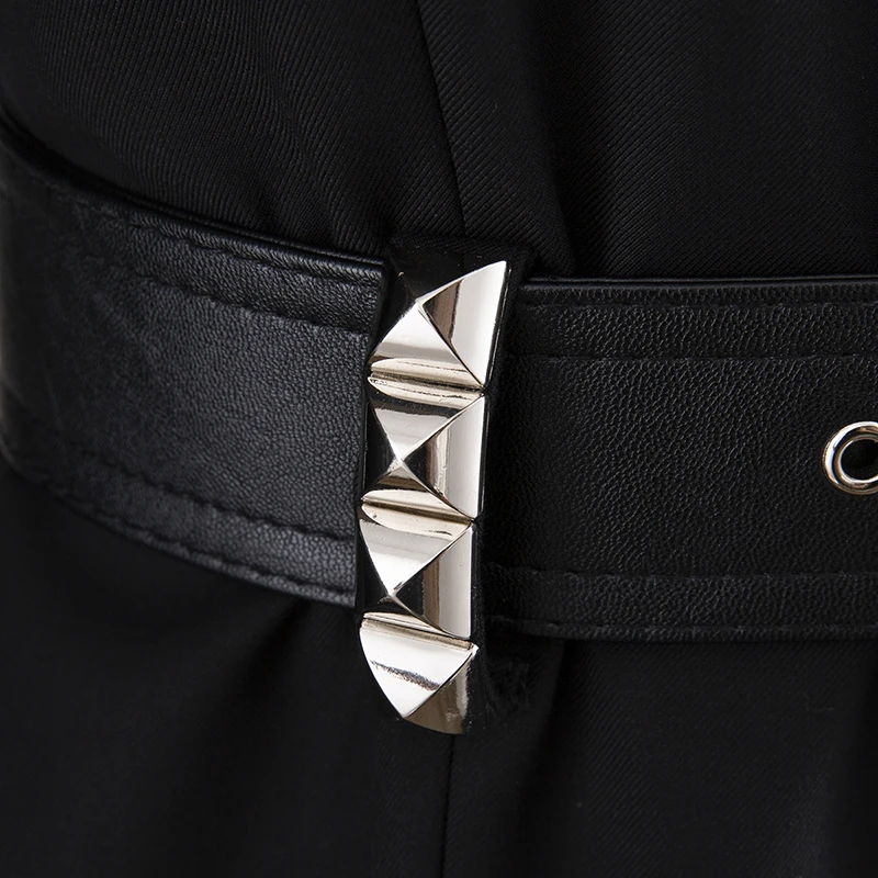 Черный классический костюм с поясом темный ветер все-в-одном корейский Костюм