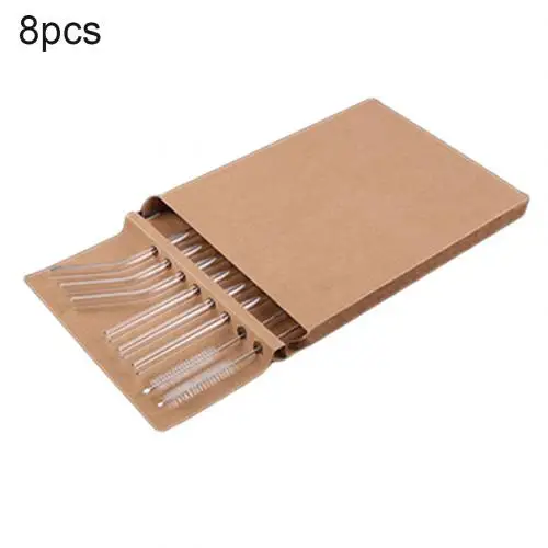 8pcs 5/8/10 шт. многоразовые Чай сока воды Стекло питьевой соломы четкие прямые изогнутые посуда для напитков - Цвет: 8pcs