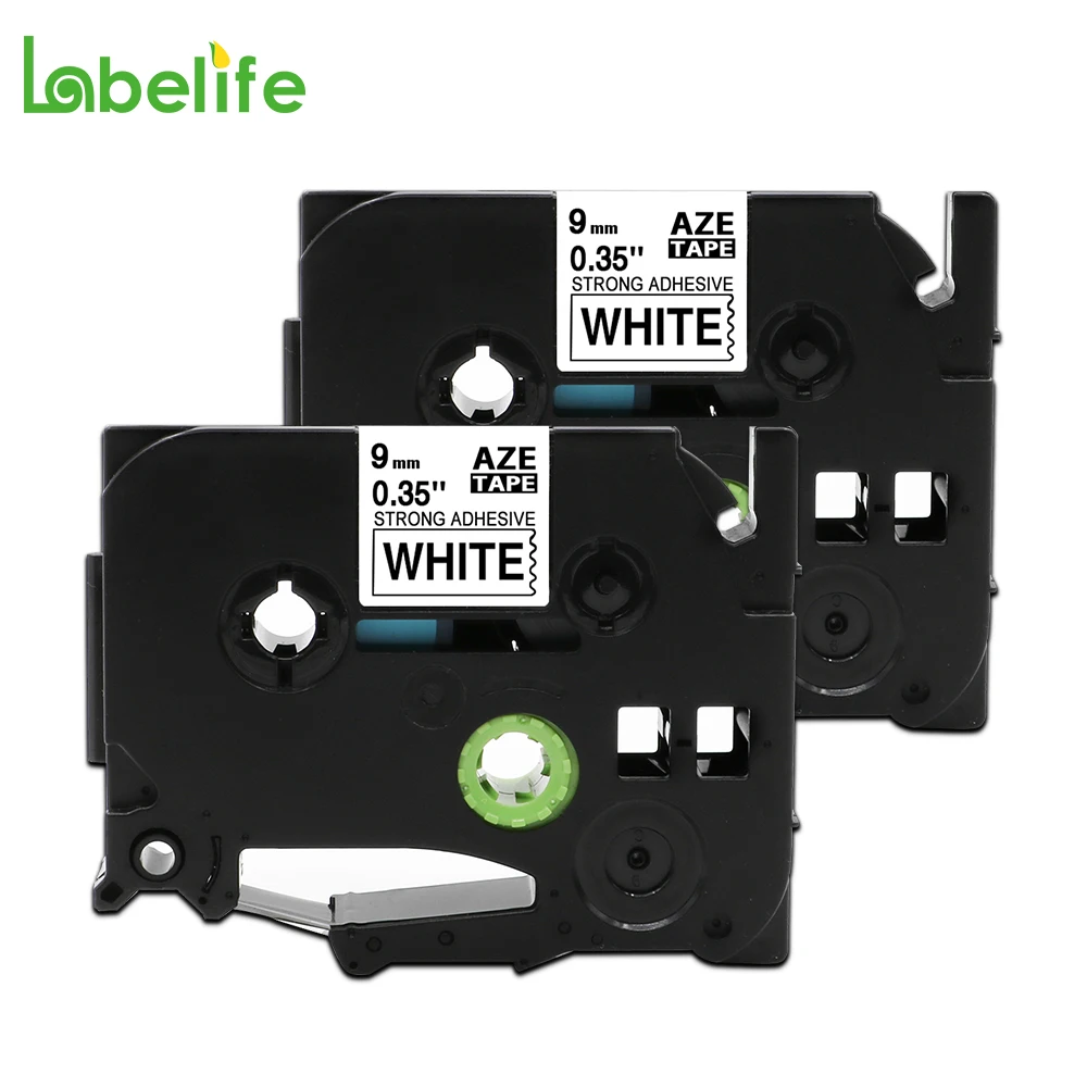 

2 Pack 9mm TZe-S221 Extra Strength Black on White for Brother P-touch Laminated Tape TZ-S221 TZeS221 TZS221 Strong Adhesive Tape