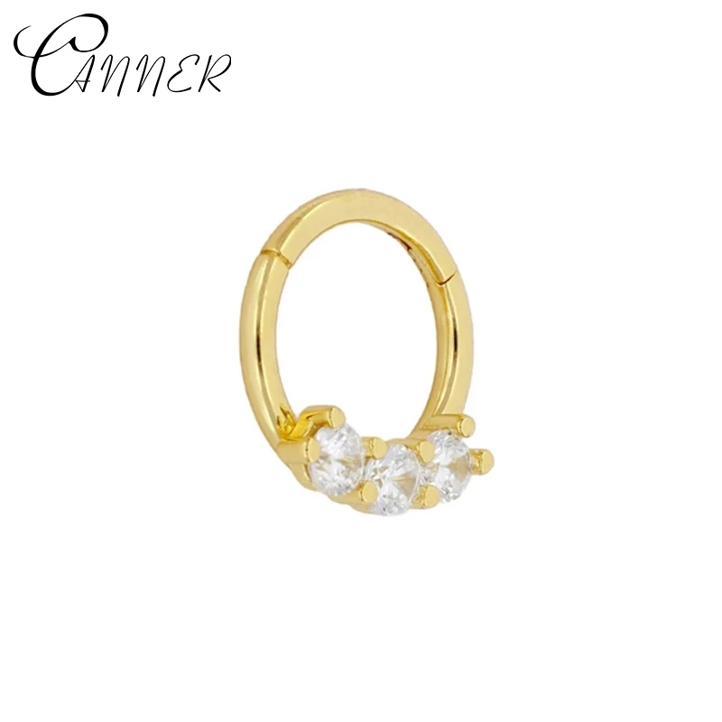 CANNER 1 Piece 925 Sterling Silver Stud Earrings for Women Earings Crystal Zircon Round Nose Piercing Cartilage Earring | Украшения и