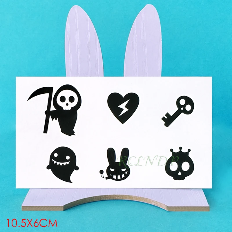 Водостойкая временная татуировка наклейка мрачный жнец ключ разрыв сердца