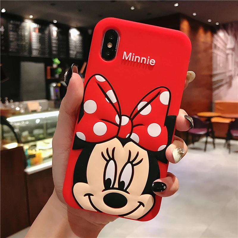 Мягкий силиконовый чехол с милым мультяшным Минни Микки для Apple iPhone 11 Pro X Xr XS Max 6s 6 7