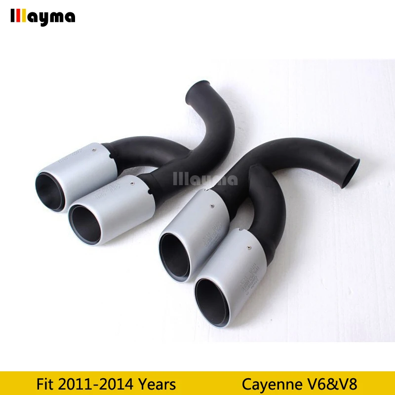 Серебряные наконечники выхлопной трубы глушитель для Porsche Cayenne V6 V8 2011 2012 2013 2014 s GTS