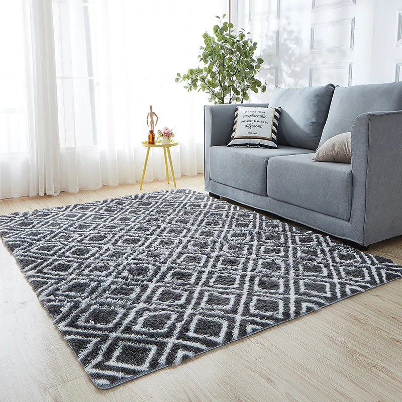 

Geometry Living Room Floor Carpets for Home Decoration Stripe Fluffy Rugs Anti-Skid Shaggy Area Rug Bedroom Mat Autumn Decor