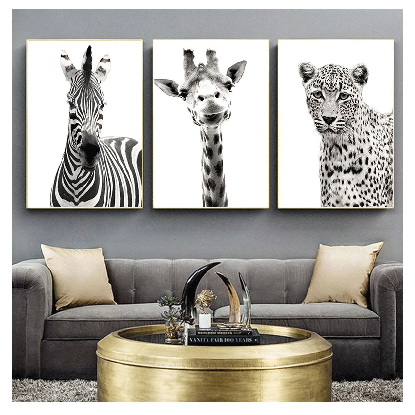 

Elephant Wall Art Canvas Painting Nordic Posters And Prints Wall Pictures For Living Room Decor Black White Animal giraffe zebra
