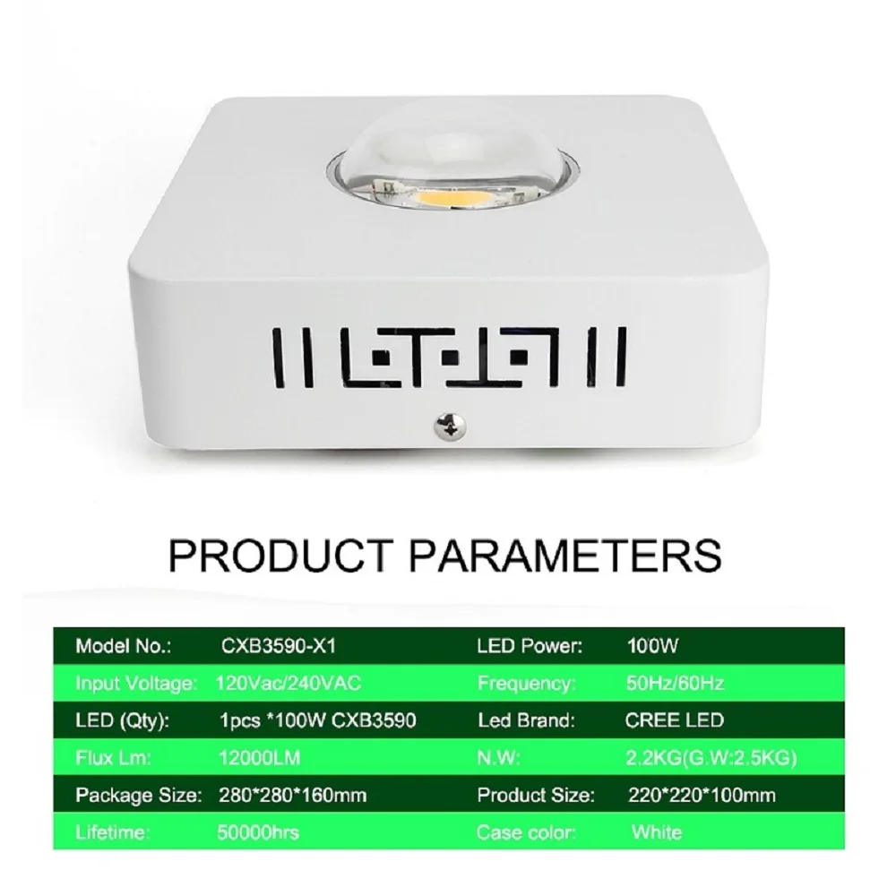 

Dimmable CREE CXB3590 100W 3500K COB LED Grow Light Full Spectrum Replace HPS 200W Growing Lamp Indoor LED Plant Growth Lighting