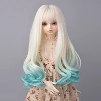 aidolla 13 bjd doll wig gradient color long bangs curly hair doll accessories high temperature wire diy wavy wig for bjd doll