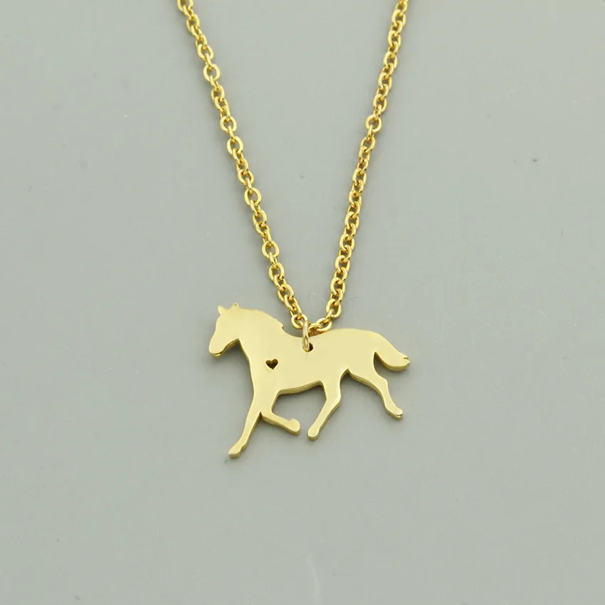 Ожерелье бегущая лошадь сердце ювелирные изделия подвеска из нержавеющей стали