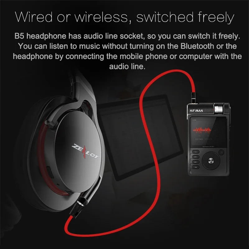 Bluetooth наушники ZEALOT B5 с микрофоном и слотом для Micro SD|headphones bass|zealot b5wireless earphones |