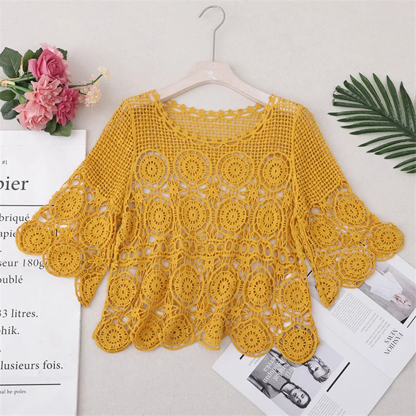 

Clearance Sale Cheap Women Crochet Beach Crover Up Tops