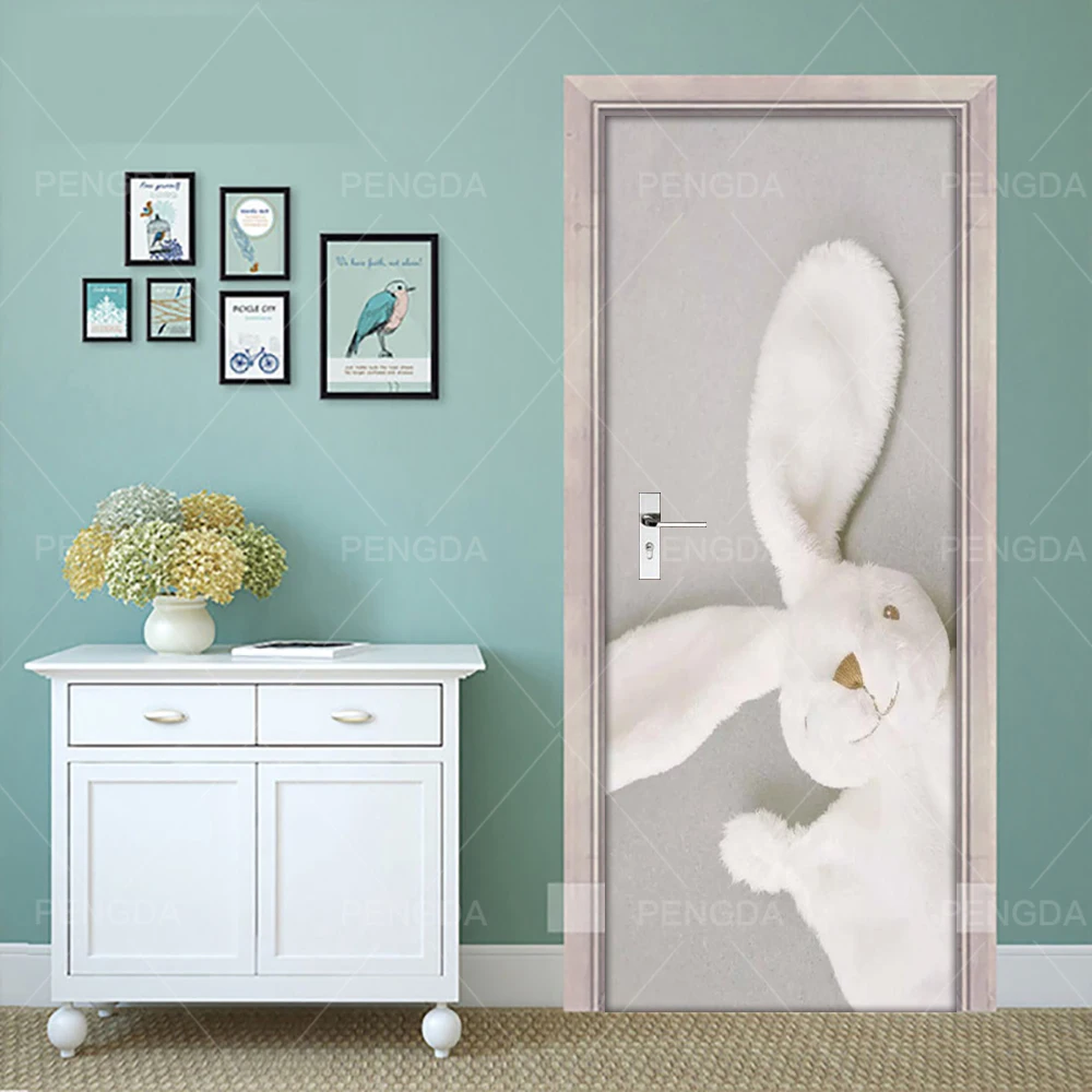 Наклейка плакат 3D креативный кролик милая кукла Домашнее украшение дверные