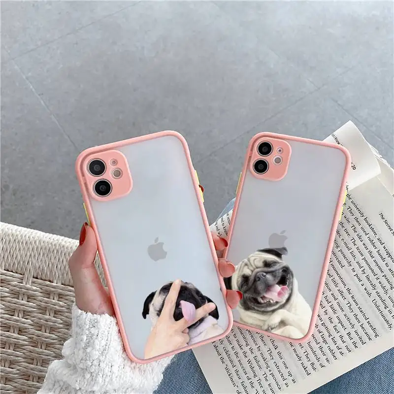 

Cute funny animal bulldog art Phone Case Matte Transparent for iPhone 7 8 11 12 s mini pro X XS XR MAX Plus cover funda