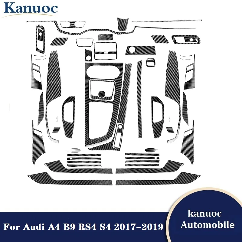 

Carbon Fiber Black Stickers Interior Styling Decoration Various Parts For Audi A4 B9 RS4 S4 2017 2018 2019 Car Accessories