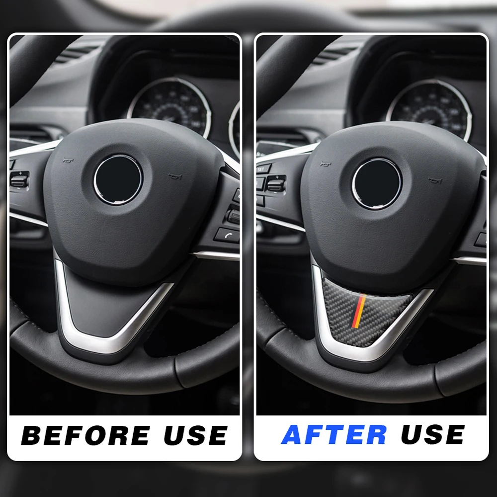 Carbon Fiber Car Steering Wheel Trim Sticker Cover Interior Accessorie For BMW 2 Series F45 F46 X1 F48 M Stripe Logo 3D Decor | Автомобили