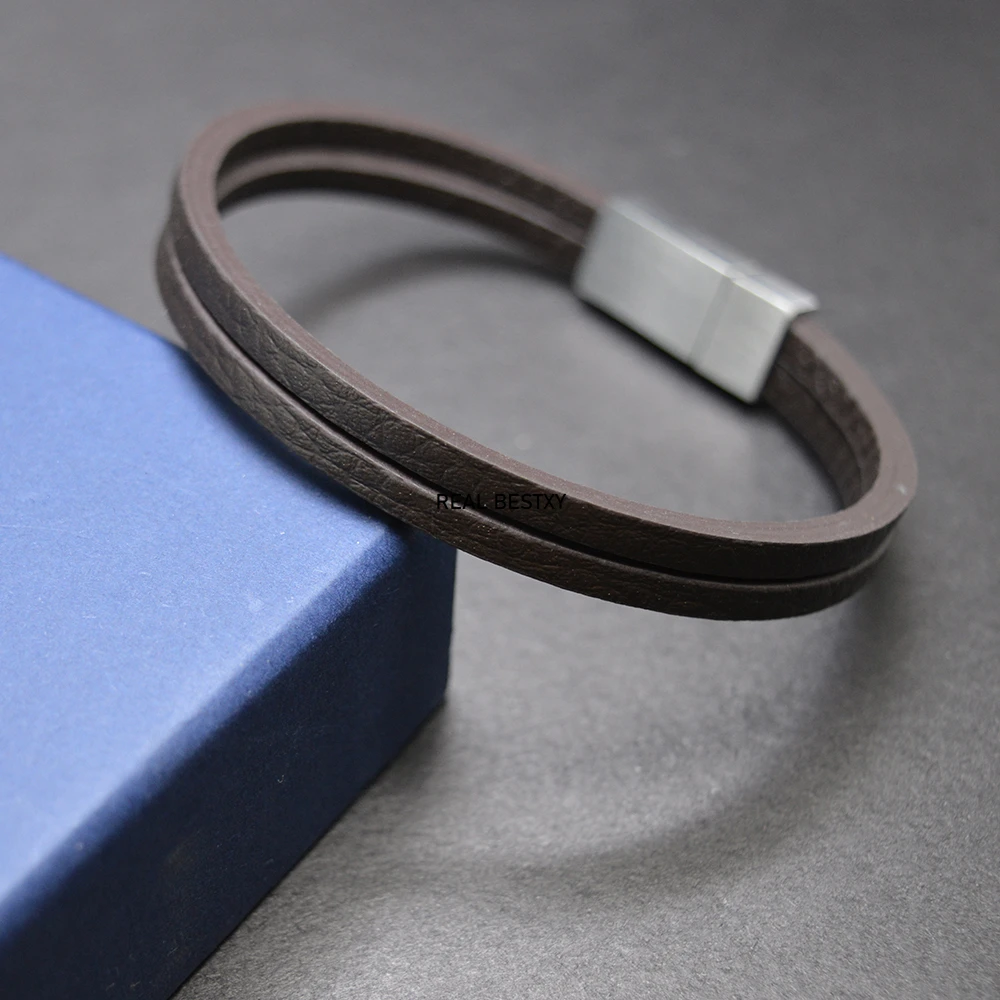 Классический Кожаный браслет для мужчин 5 шт./лот с логотипом на заказ по оптовой