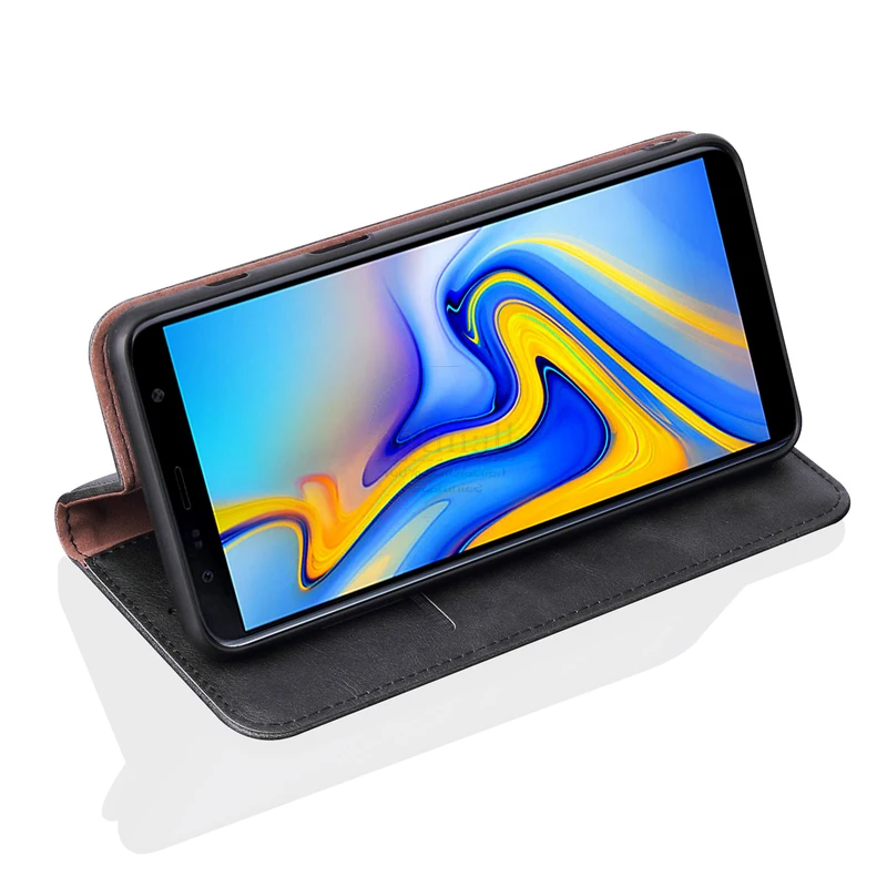 Роскошный тонкий кожаный чехол в стиле ретро для Samsung Galaxy J6 Plus 2018 кошелек с