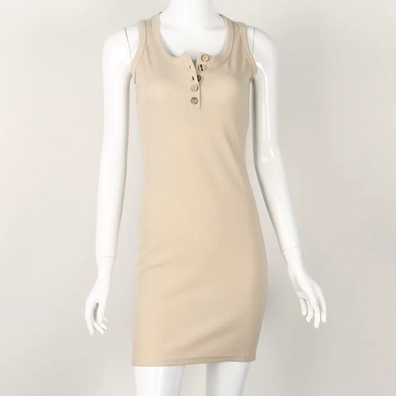 Осеннее Облегающее вязаное платье без рукавов с однотонными эластичными