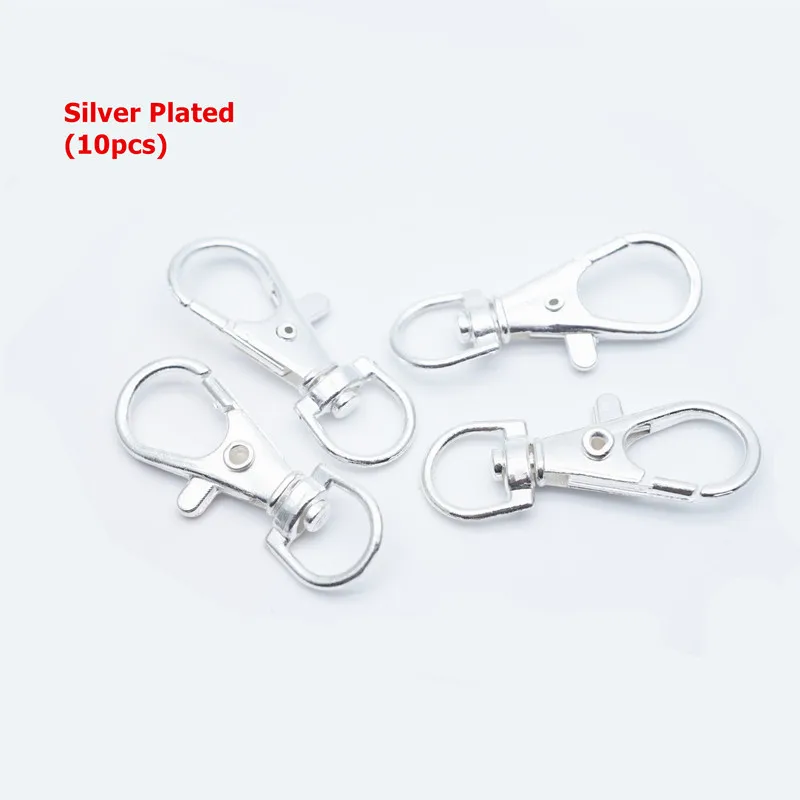 10pcs silver clasps 10 шт. в упаковке, поворотные застежки, ремешок, карабин, карабин, застежка, брелок, кольцо 1,2" x 0,5" HK074 - Цвет: 10pcs silver clasps