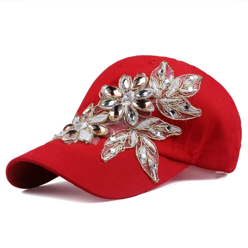

Flowers Rhinestone Baseball Caps Denim Casual Hip Hop Hat Casual Summer Outdoor Snapback Hats Men Women Caps Czapka Daszkiem
