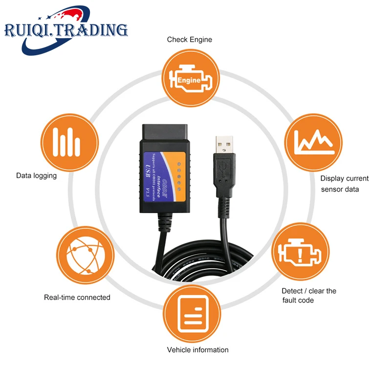 Автомобильный считыватель кодов OBD/OBDII OBD2 сканер ELM327 USB автомобильный