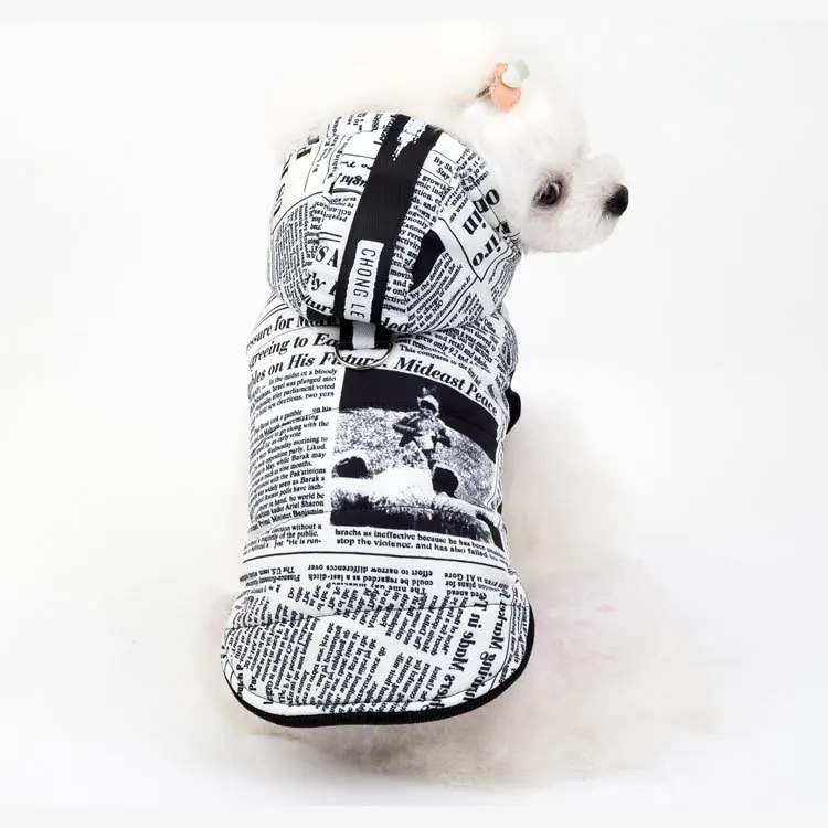 Осенне зимнее теплое пальто на хлопковой подкладке с принтом газет для маленьких