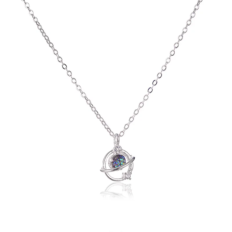 

YTF335 Dream Glass Blue Star Universe pendant globe Necklace