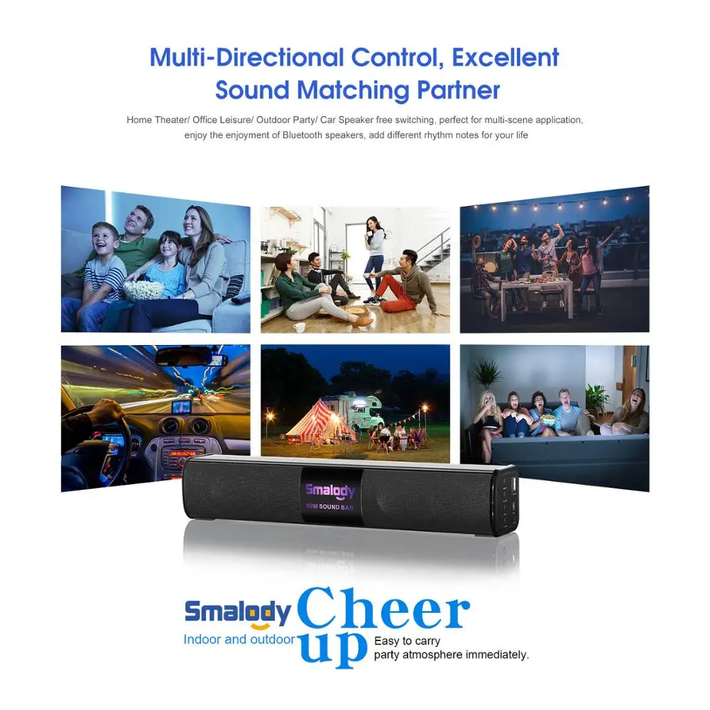 

Portable Wireless Bluetooth Speaker 10W Colorful Led Light Audio Mini Sound Blaster Audio TV Computer Speaker 3D Stereo Sound