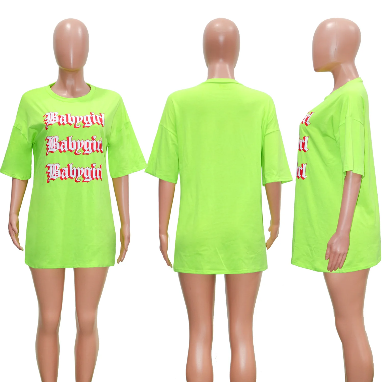 

Fashion Women's T-shirt Summer Casual Hot Sale Round Neck Pullover Solid Color Letter Printing Loose Plus Size T-shirt Donsignet