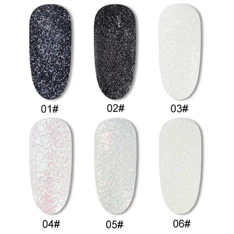 6 шт./компл. порошок для ногтей Блестящий шерстяной черный блестящий сахарный