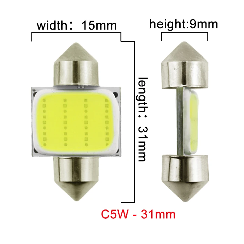 1x гирлянда 31 мм 36 мм/39 мм/41 мм C5W C10W светодиодный COB лампы 12SMD 12V 7000K интерьер автомобильного салона Чтение багажный фонарь супер яркий белый