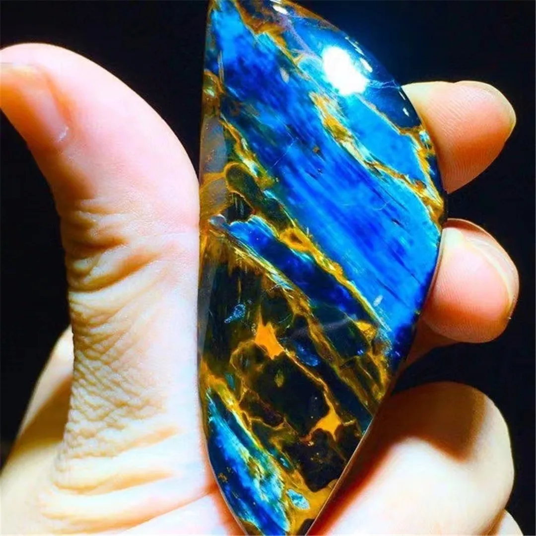 

Природный синий пьестерситный фотоэлемент для женщин и мужчин, кристалл богатства, подарок, бусины 68x29x10 мм, энергия Намибии, драгоценный ка...
