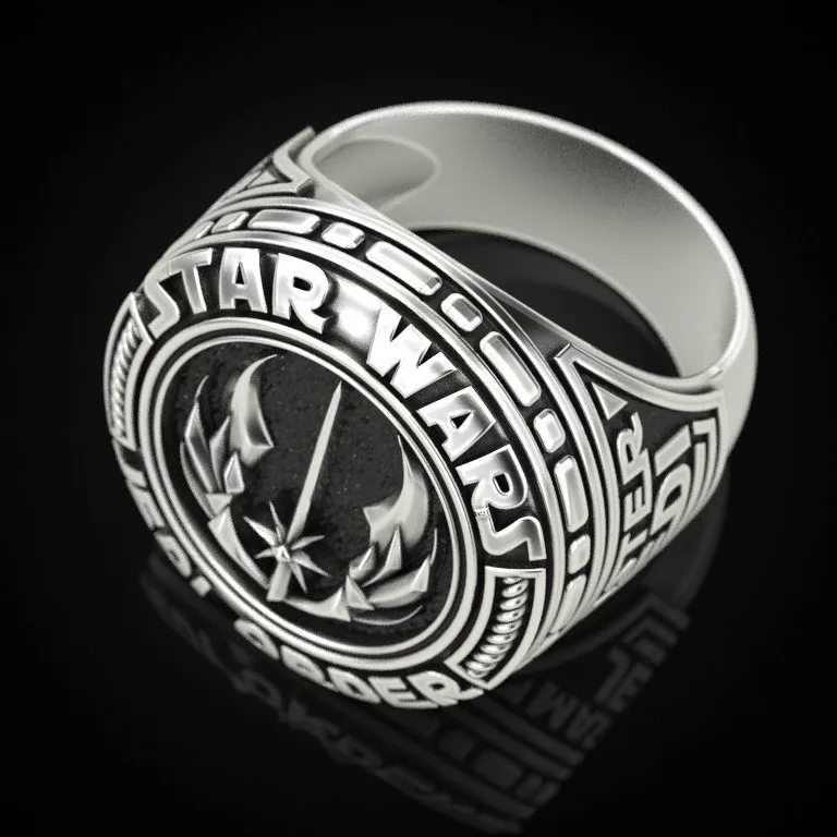 Retro Vintage Silver Plated Star Wars Jedi Order Lettering Bow Ring Men Women Punk Party Jewelry Accessories Gift | Украшения и
