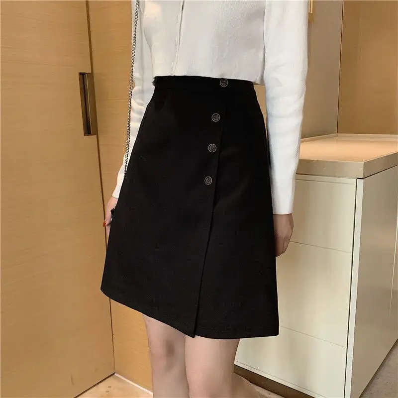 

pleated skirt woman summer new high-waisted a-line skirts Korean fashion all-match female student fashion black casual dress