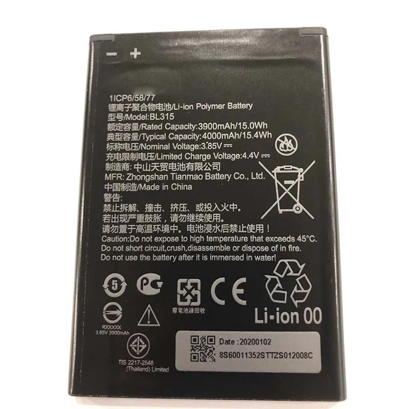 

4000mAh Battery BL315 for Lenovo L19111 A7 Cellphone