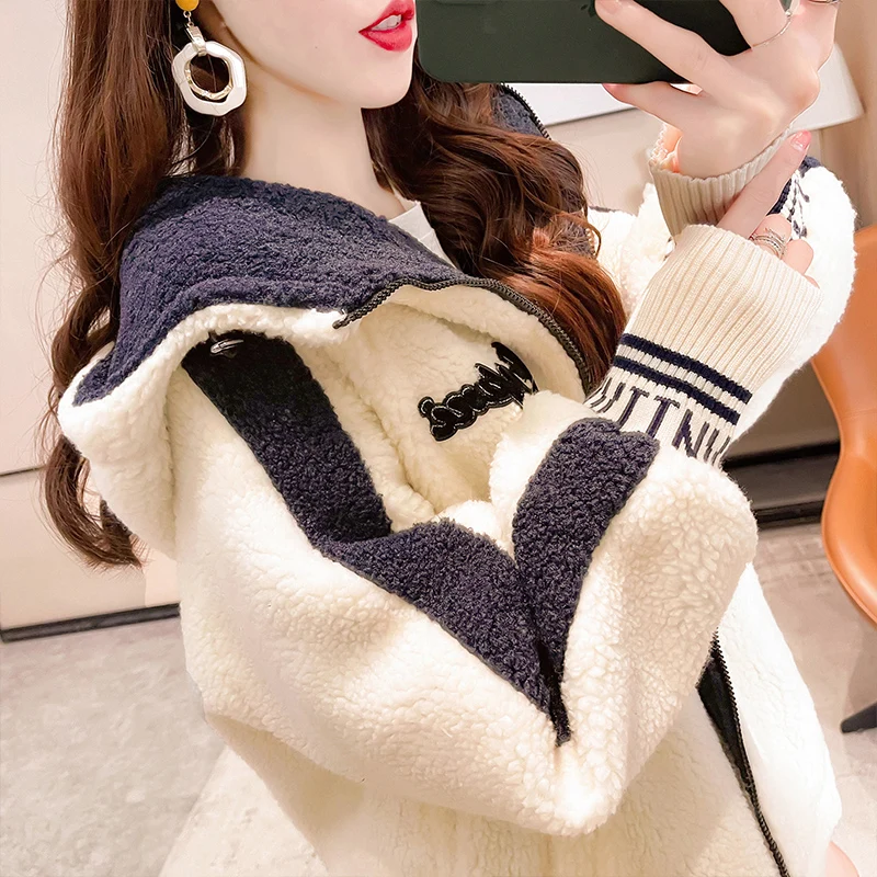 Женское плюшевое пальто из овечьей шерсти новинка 2021 осенне-зимняя модная куртка
