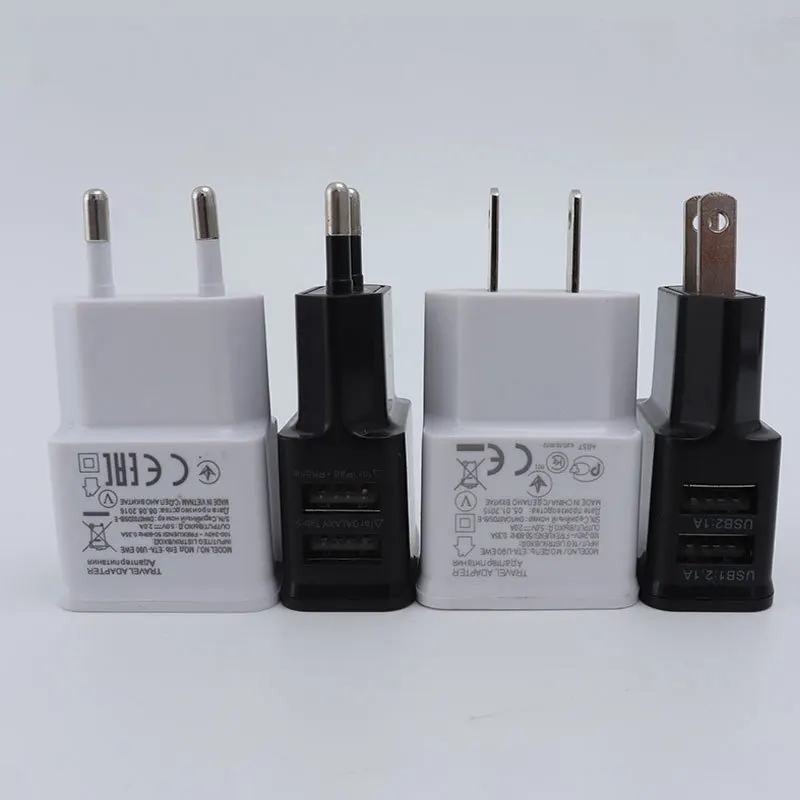 

5pcs EU plug 5V Dual USB Universal Mobile Phone Chargers Travel Power Charger Adapter Plug Charger for iPhone for Android