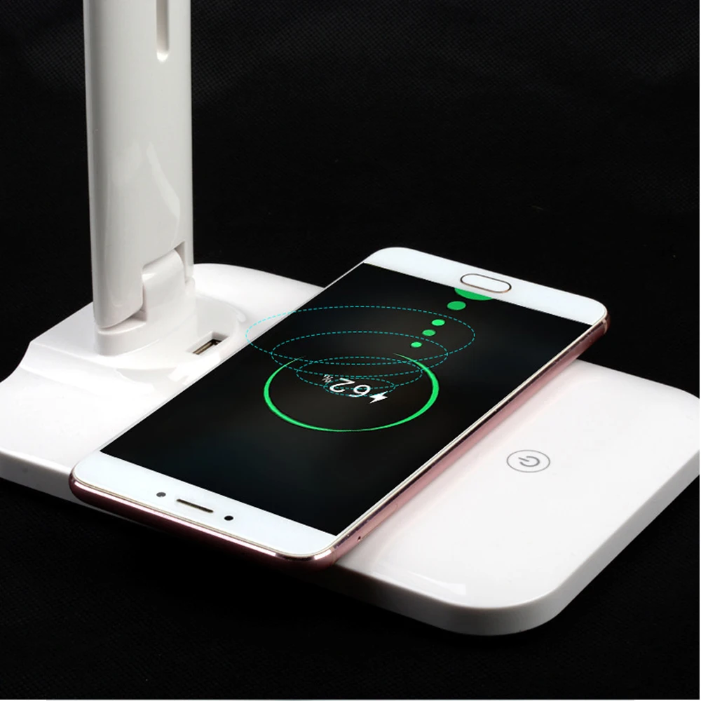 10w led desk lamp with phone wireless charger usb charging port dimmable eye caring office lamp for work folding design free global shipping