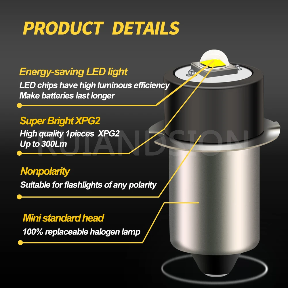 Лампа для фонарика 3D 6D 9D 2 шт. P13. Фонарь LED XPG2 1-9 В 5-30 в 1 5 3 6 4 12 18 13 6000 К - купить по