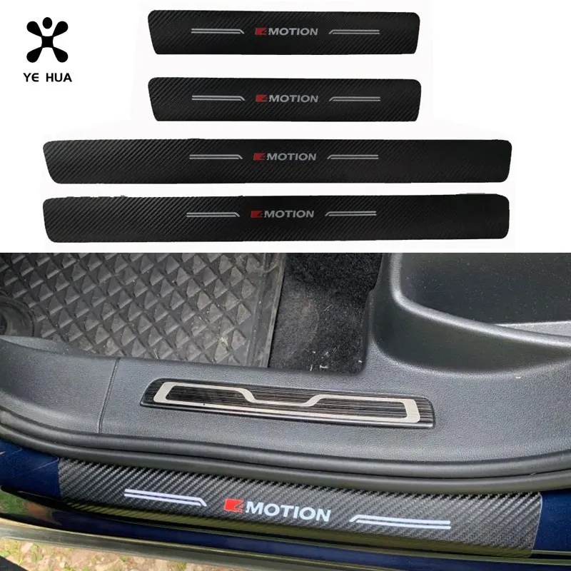 

Door Sill Scuff Plates For VW Volkswagen Tiguan 4 MOTION MK2 2017 2018 Carbon Fiber leather External Car Door Protection pads