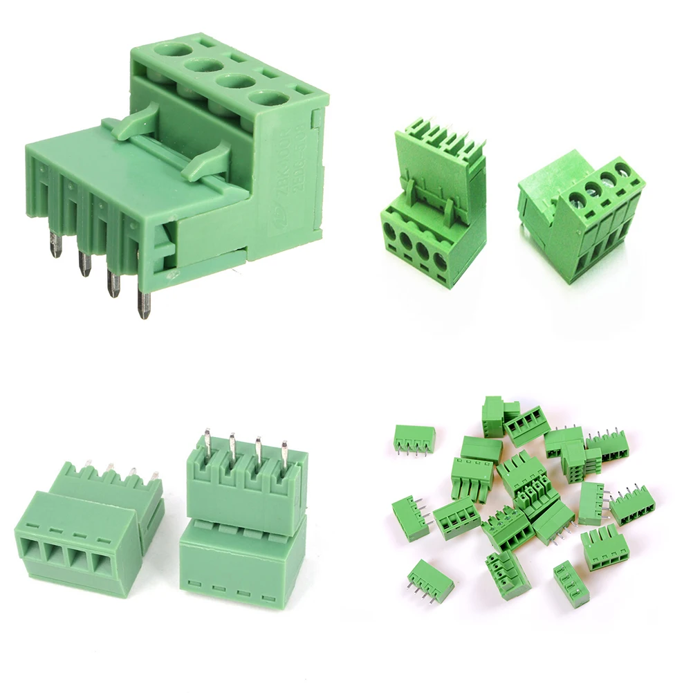4 контактный разъем 3 81 мм 10 шт./Лот винтовой блок коннектор зеленая печатная плата