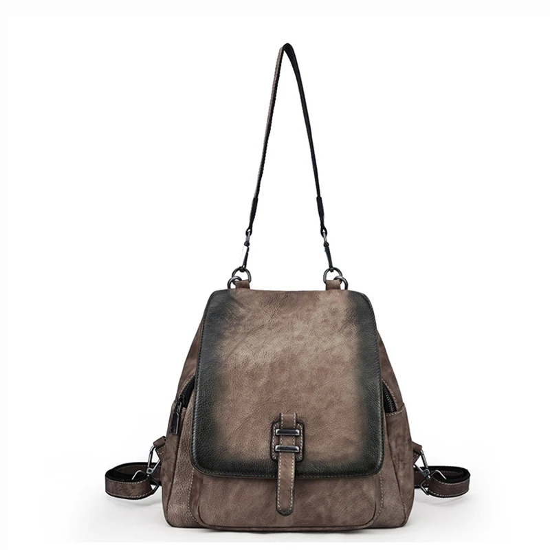 Рюкзак женский из натуральной кожи ранец на плечо для девушек цветная Сумочка с