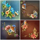 Алмазная мозаика с птицами и цветами Huacan, 5D картина с вышивкой, Креативные украшения для спальни с животными, хобби